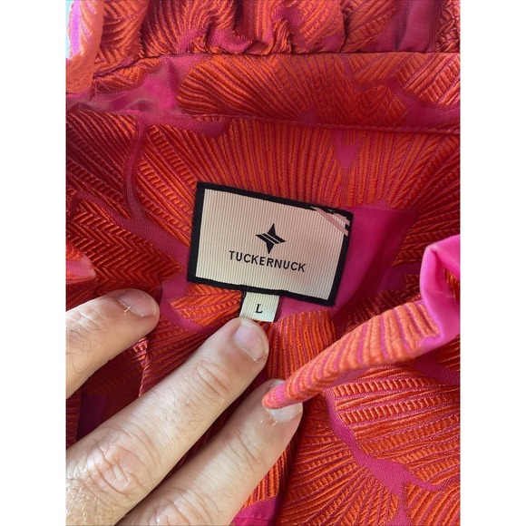 Tuckernuck Red Fil Coupe Palmerston Dress Sz L Spring Colorful Party Dressy - Picture 7 of 12